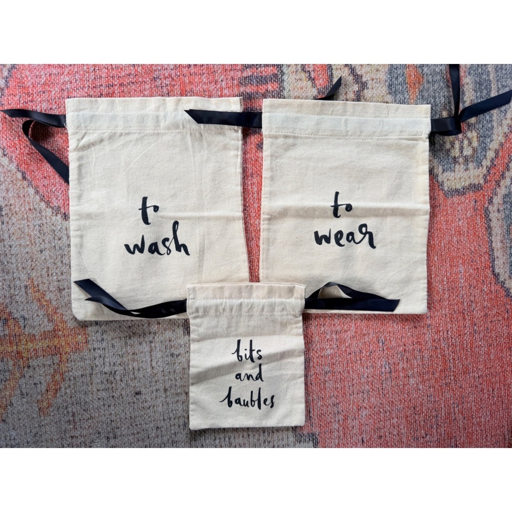 Lot of 3 Kate Spade Jewelry Lingerie Drawstring Storage Dust Bags